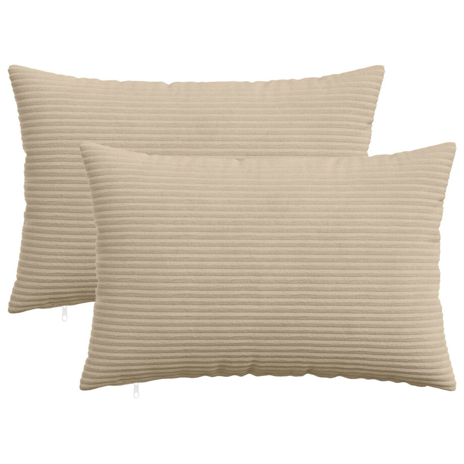 vidaXL Kussensloop 2 pcs HEERLEN Taupe 50 x 75 cm corduroy vidaXL Kussensloop 2 pcs HEERLEN Taupe 50 x 75 cm corduroy afbeelding 1