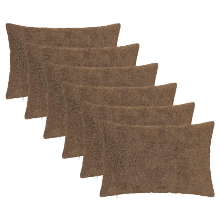 vidaXL Kussensloop 6 st HEERLEN Licht Bruin 50 x 75 cm afbeelding 1