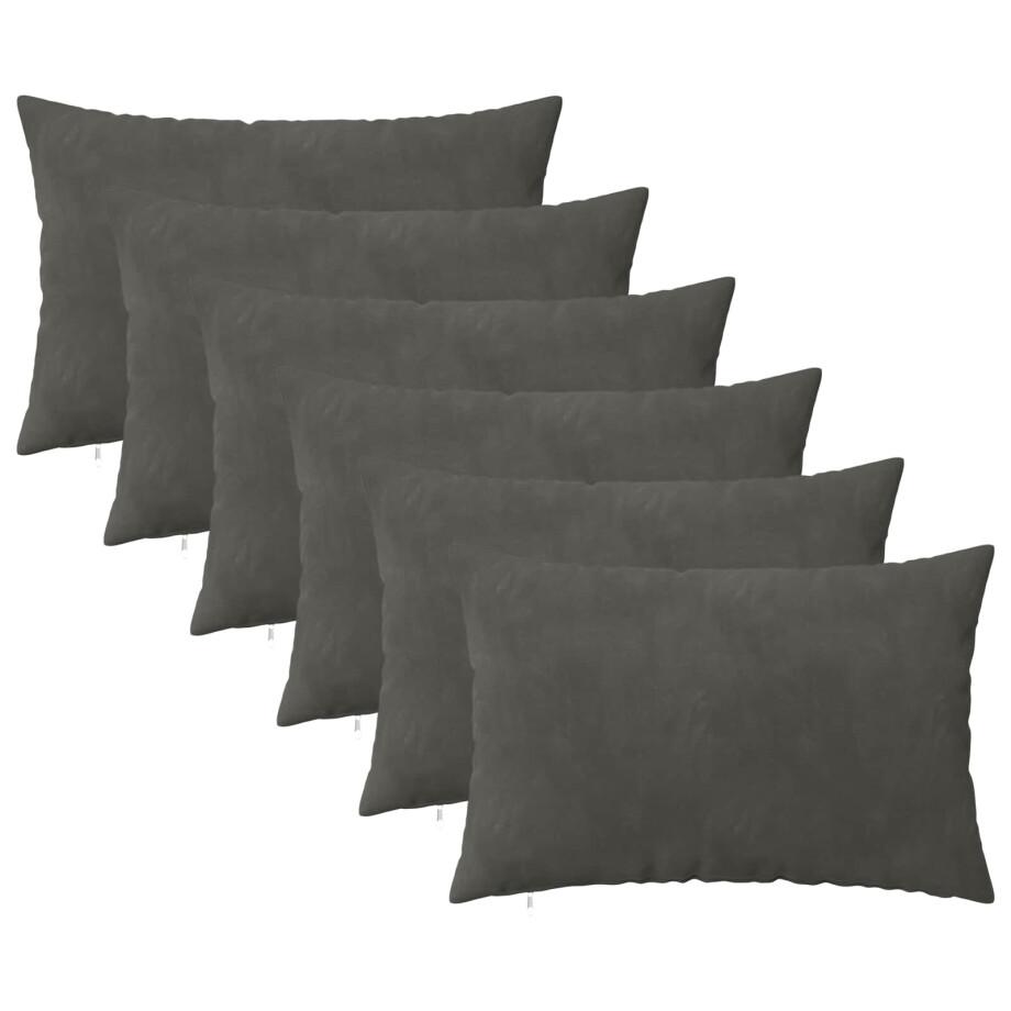 vidaXL Kussensloop 6 pcs HEERLEN Donkergrijs 50 x 80 cm Fluweel vidaXL Kussensloop 6 pcs HEERLEN Donkergrijs 50 x 80 cm Fluweel afbeelding 1