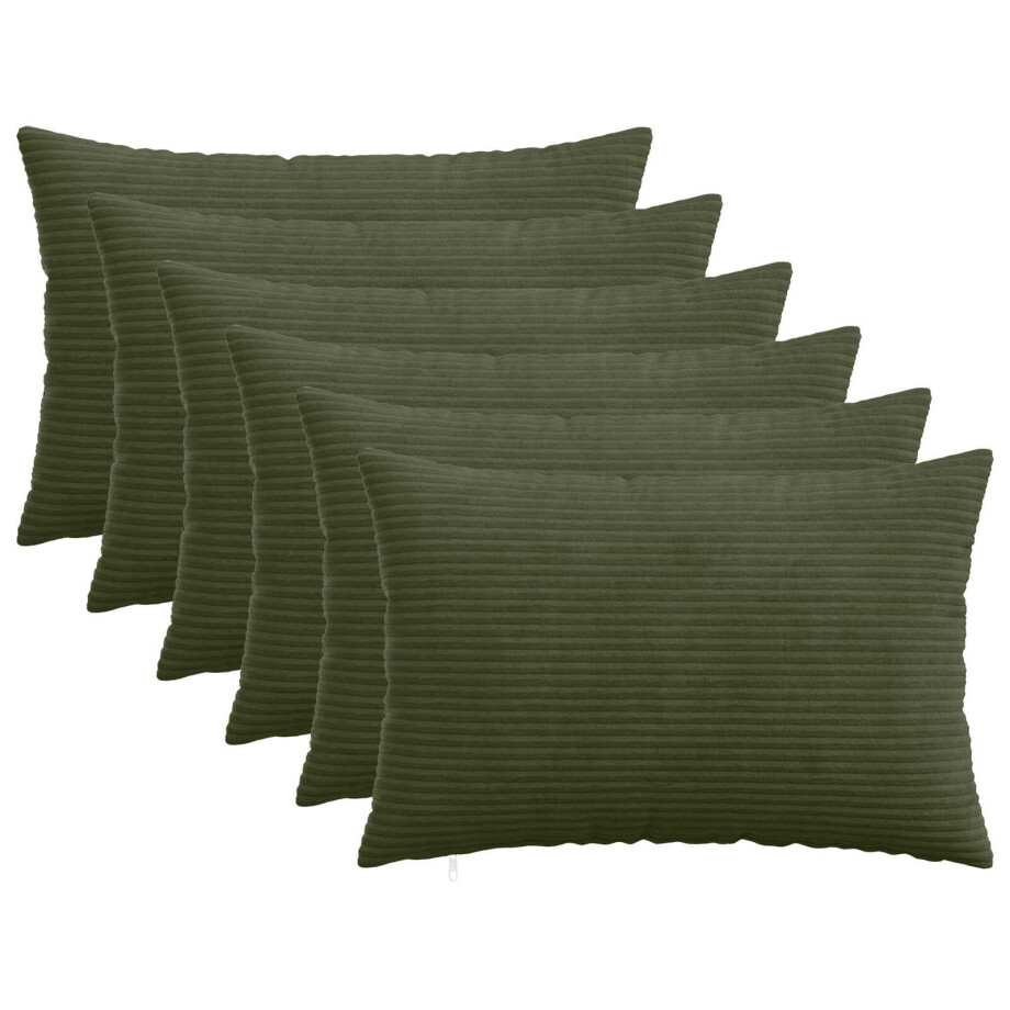 vidaXL Kussensloop 6 pcs HEERLEN Groen 50 x 80 cm corduroy vidaXL Kussensloop 6 pcs HEERLEN Groen 50 x 80 cm corduroy afbeelding 1