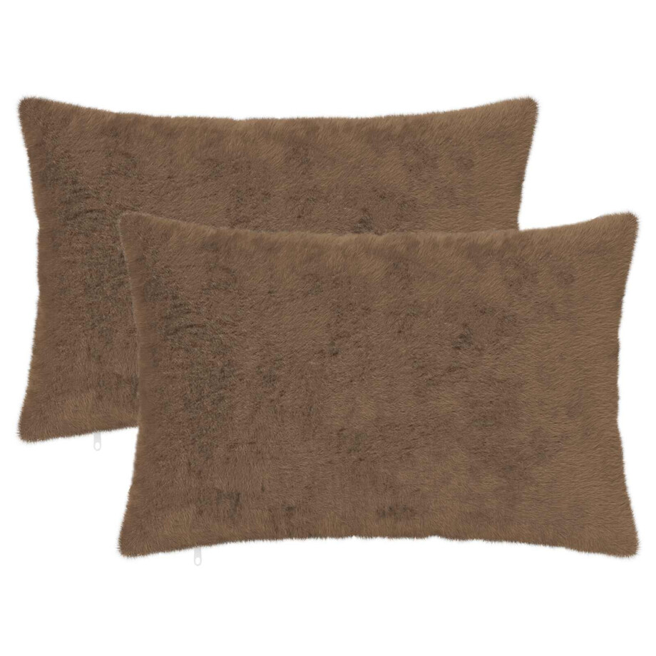 vidaXL Kussensloop 2 st HEERLEN Licht Bruin 50 x 80 cm afbeelding 1