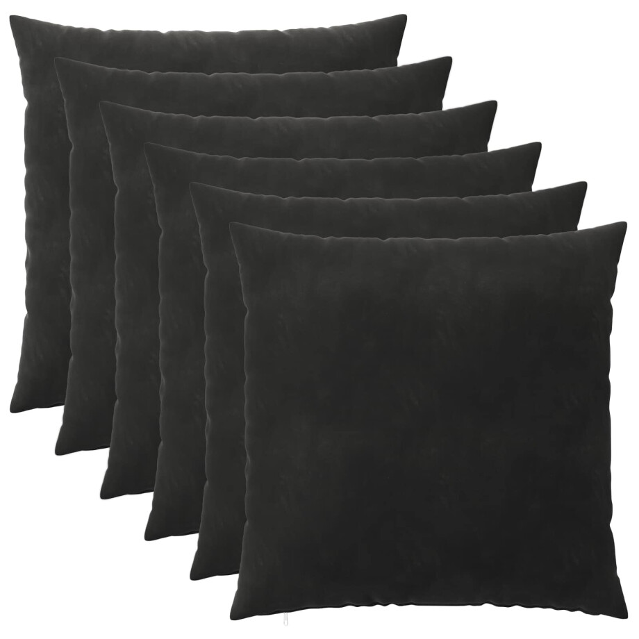 vidaXL Kussensloop 6 pcs HEERLEN Zwart 55 x 55 cm Fluweel vidaXL Kussensloop 6 pcs HEERLEN Zwart 55 x 55 cm Fluweel afbeelding 1