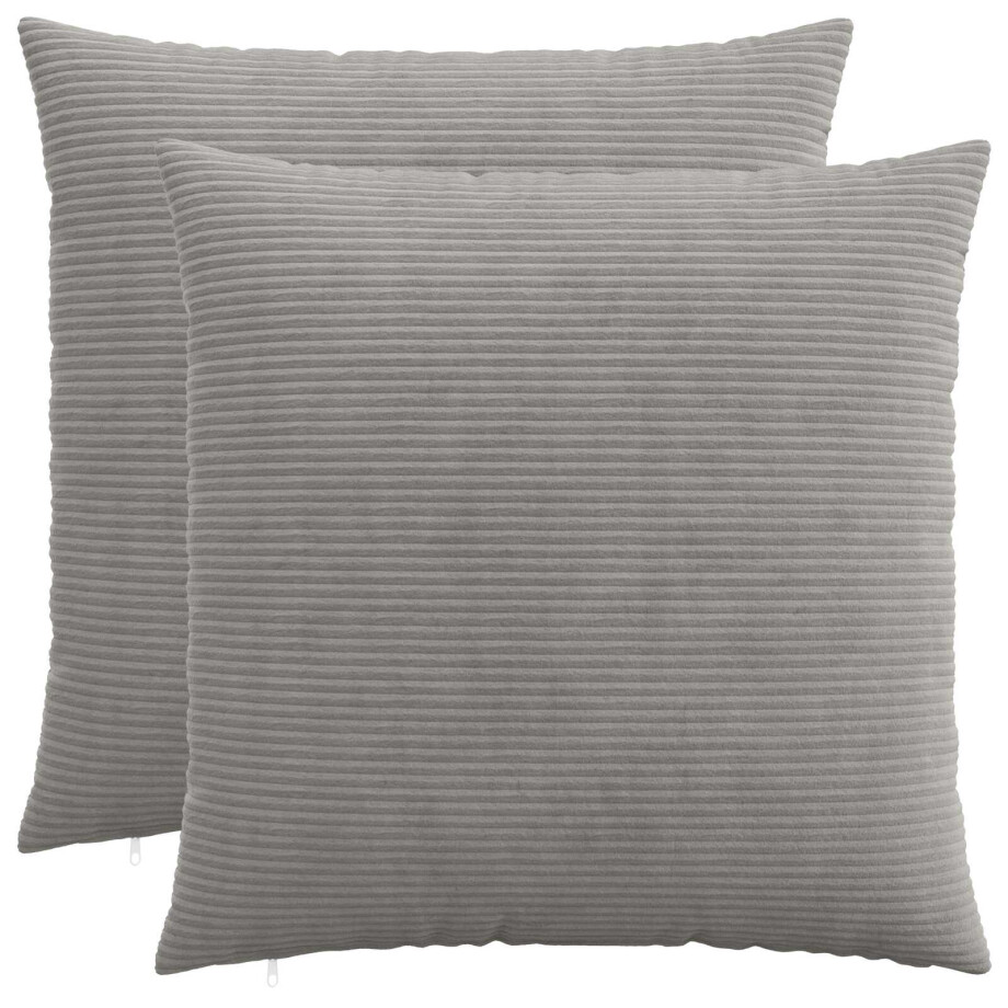 vidaXL Kussensloop 2 pcs HEERLEN Lichtgrijs 55 x 55 cm corduroy afbeelding 1