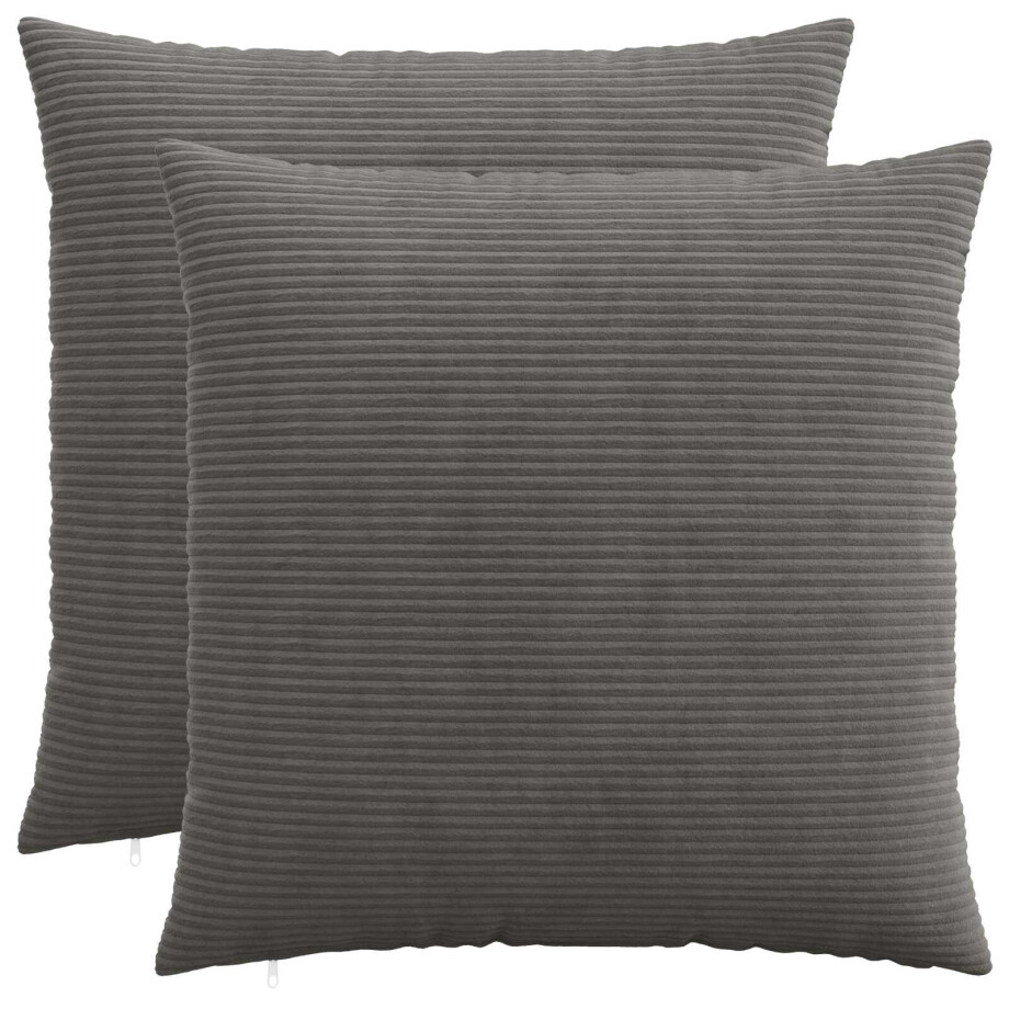 vidaXL Kussensloop 2 pcs HEERLEN Donkergrijs 55 x 55 cm corduroy afbeelding 1