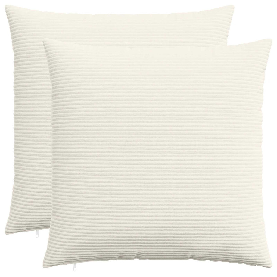 vidaXL Kussensloop 2 pcs HEERLEN Crèmekleurig 55 x 55 cm corduroy afbeelding 1