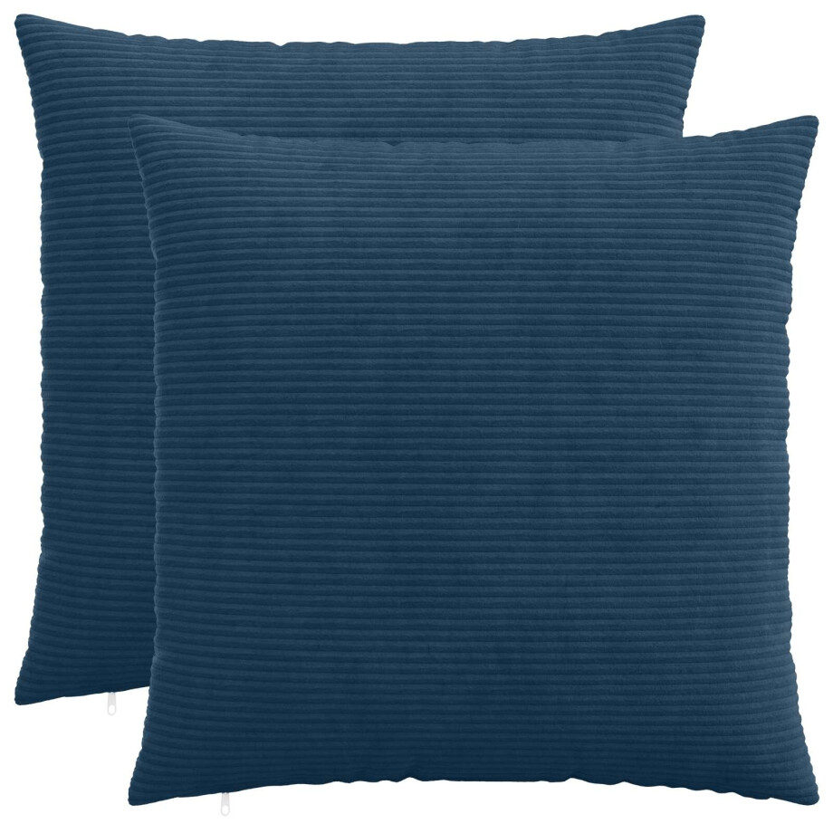 vidaXL Kussensloop 2 pcs HEERLEN Marineblauw 55 x 55 cm corduroy afbeelding 1
