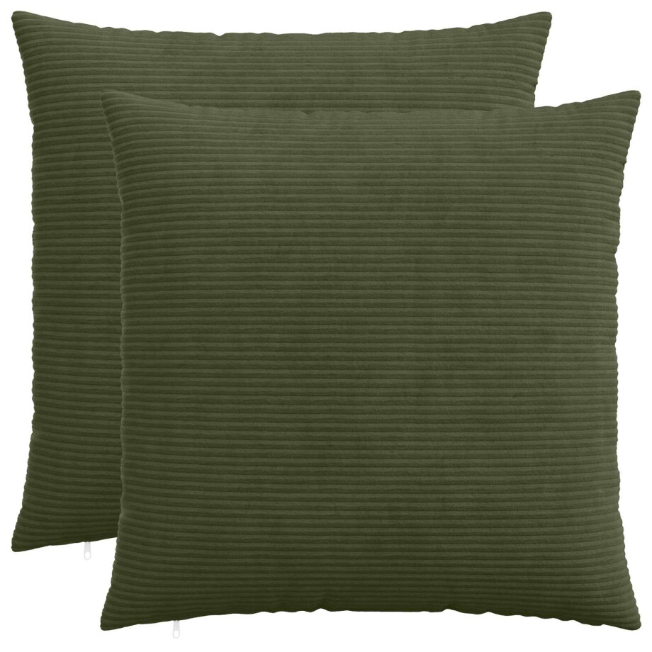 vidaXL Kussensloop 2 pcs HEERLEN Groen 55 x 55 cm corduroy afbeelding 1
