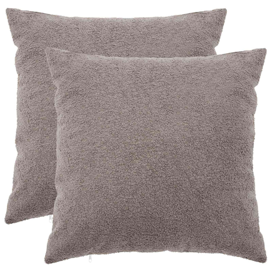 vidaXL Kussensloop 2 pcs HEERLEN Lichtgrijs 55 x 55 cm Bouclé afbeelding 1