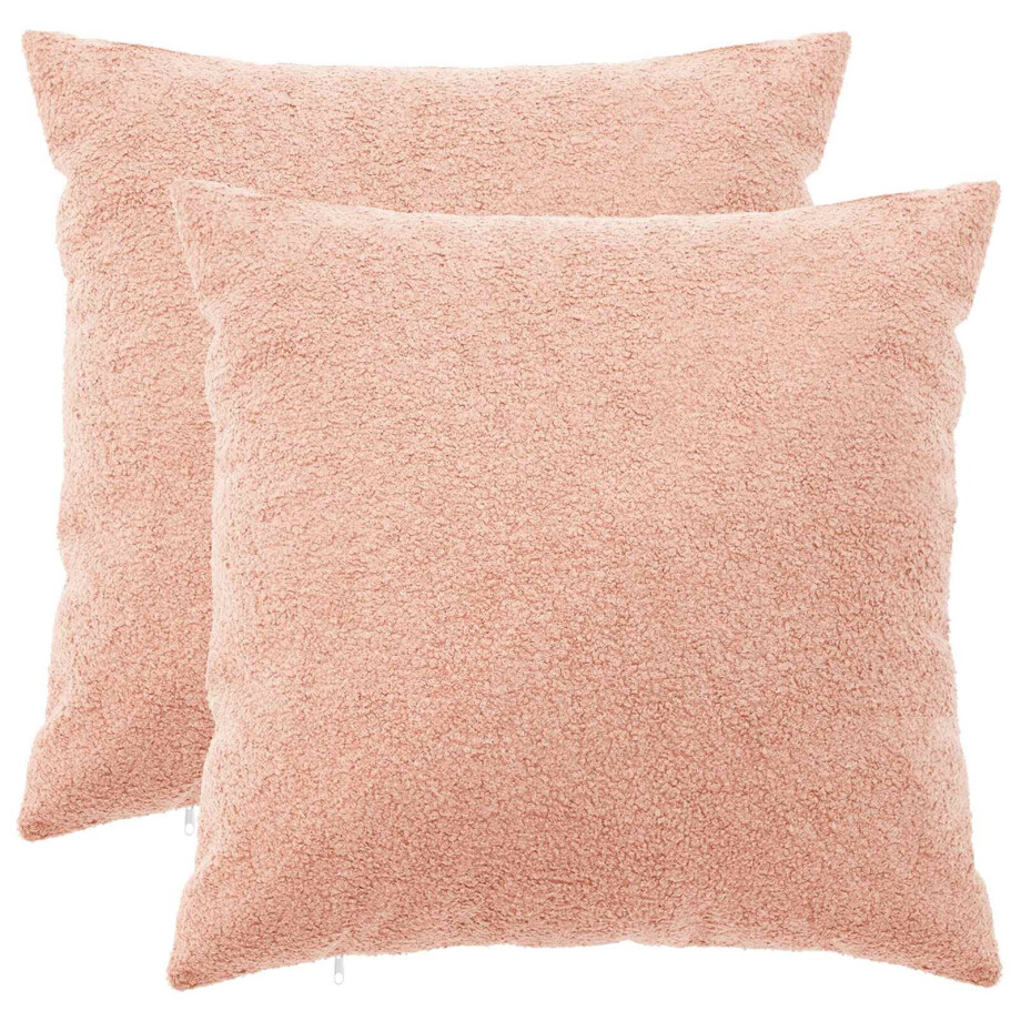 vidaXL Kussensloop 2 st HEERLEN Roze 55 x 55 cm Bouclé vidaXL Kussensloop 2 st HEERLEN Roze 55 x 55 cm Bouclé afbeelding 1