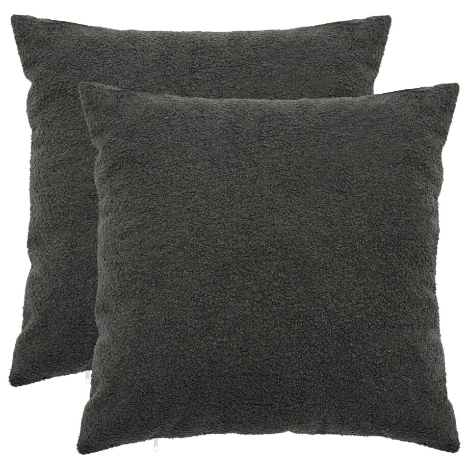 vidaXL Kussensloop 2 pcs HEERLEN Donkergrijs 55 x 55 cm Bouclé afbeelding 1