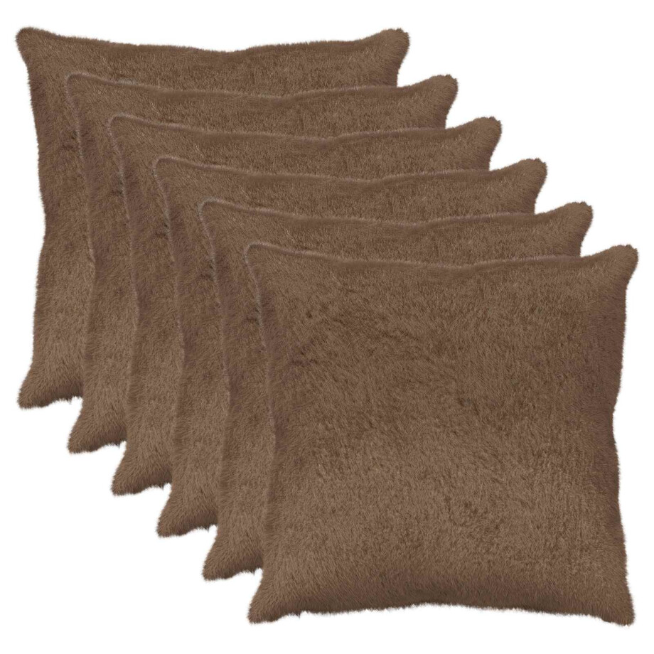 vidaXL Kussensloop 6 st HEERLEN Licht Bruin 55 x 55 cm afbeelding 1