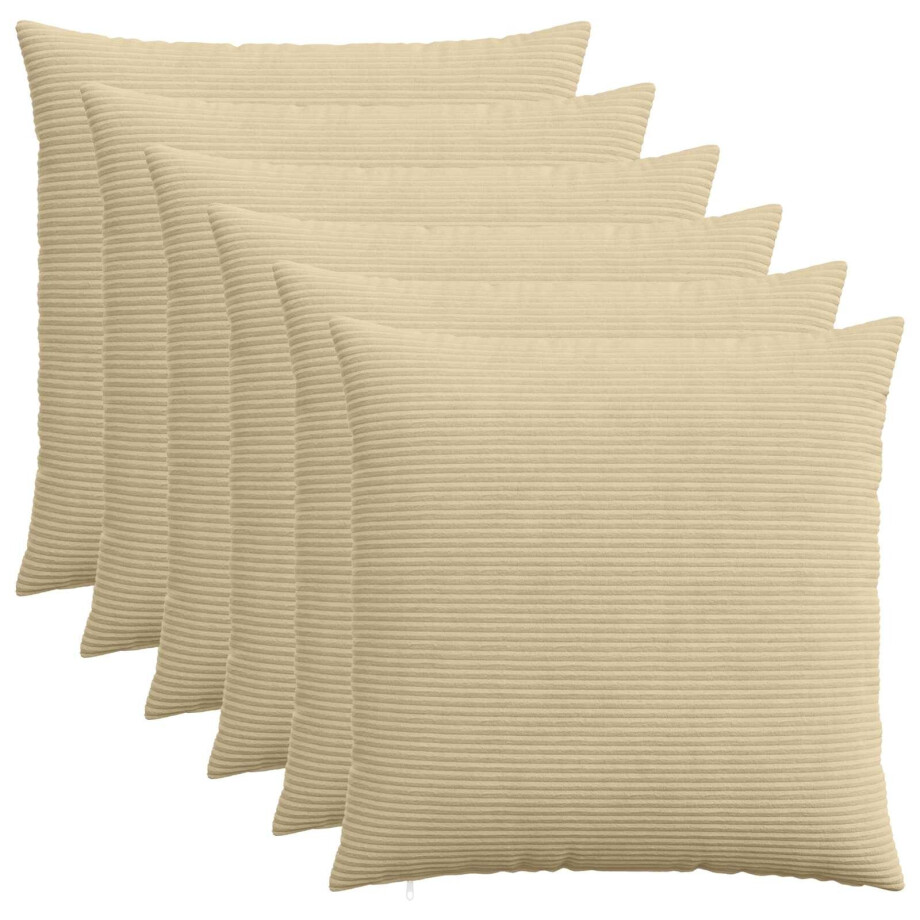vidaXL Kussensloop 6 pcs HEERLEN Groen Grijs 60 x 60 cm corduroy afbeelding 1