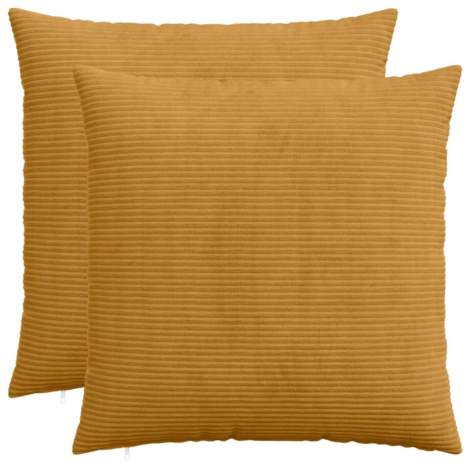 vidaXL Kussensloop 2 pcs HEERLEN Geel 60 x 60 cm corduroy vidaXL Kussensloop 2 pcs HEERLEN Geel 60 x 60 cm corduroy afbeelding 1