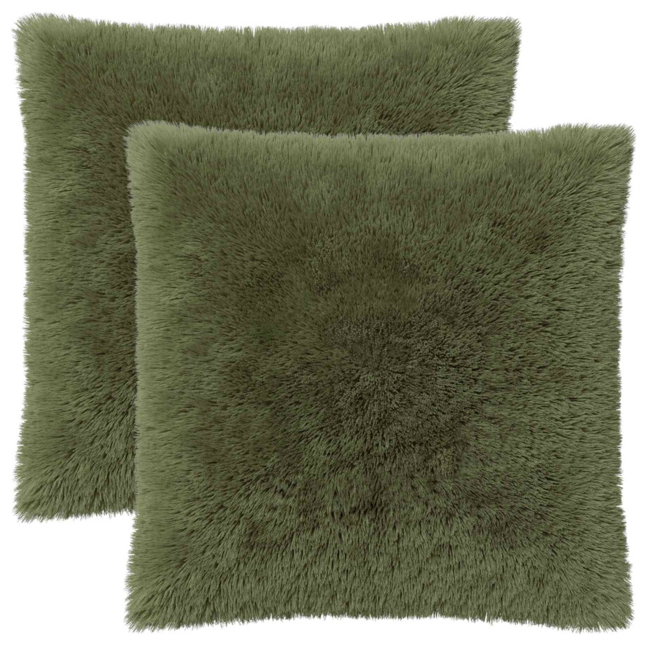 vidaXL Kussensloop 2 pcs HEERLEN Groen 60 x 60 cm PV Fleece vidaXL Kussensloop 2 pcs HEERLEN Groen 60 x 60 cm PV Fleece afbeelding 1