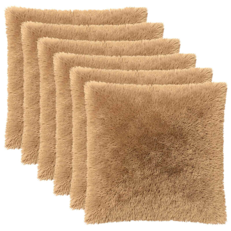 vidaXL Kussensloop 6 pcs HEERLEN Taupe 60 x 60 cm PV Fleece vidaXL Kussensloop 6 pcs HEERLEN Taupe 60 x 60 cm PV Fleece afbeelding 1