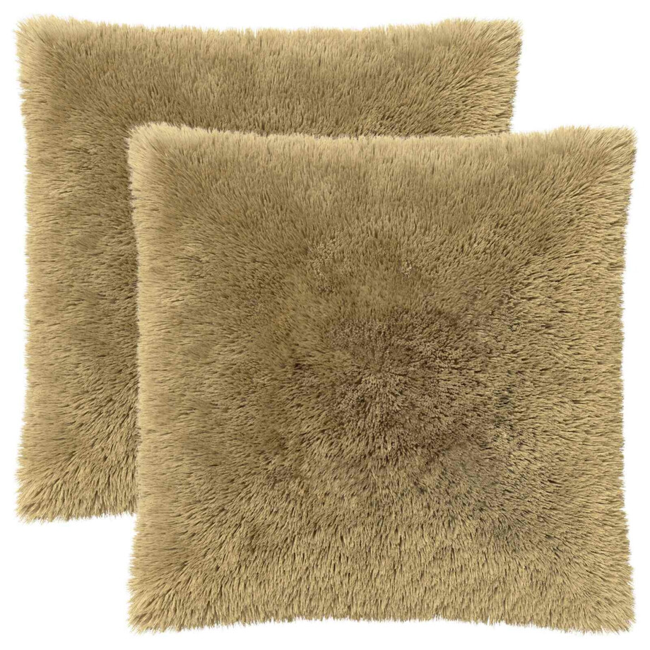 vidaXL Kussensloop 2 pcs HEERLEN Lichtgroen 60 x 60 cm PV Fleece afbeelding 1