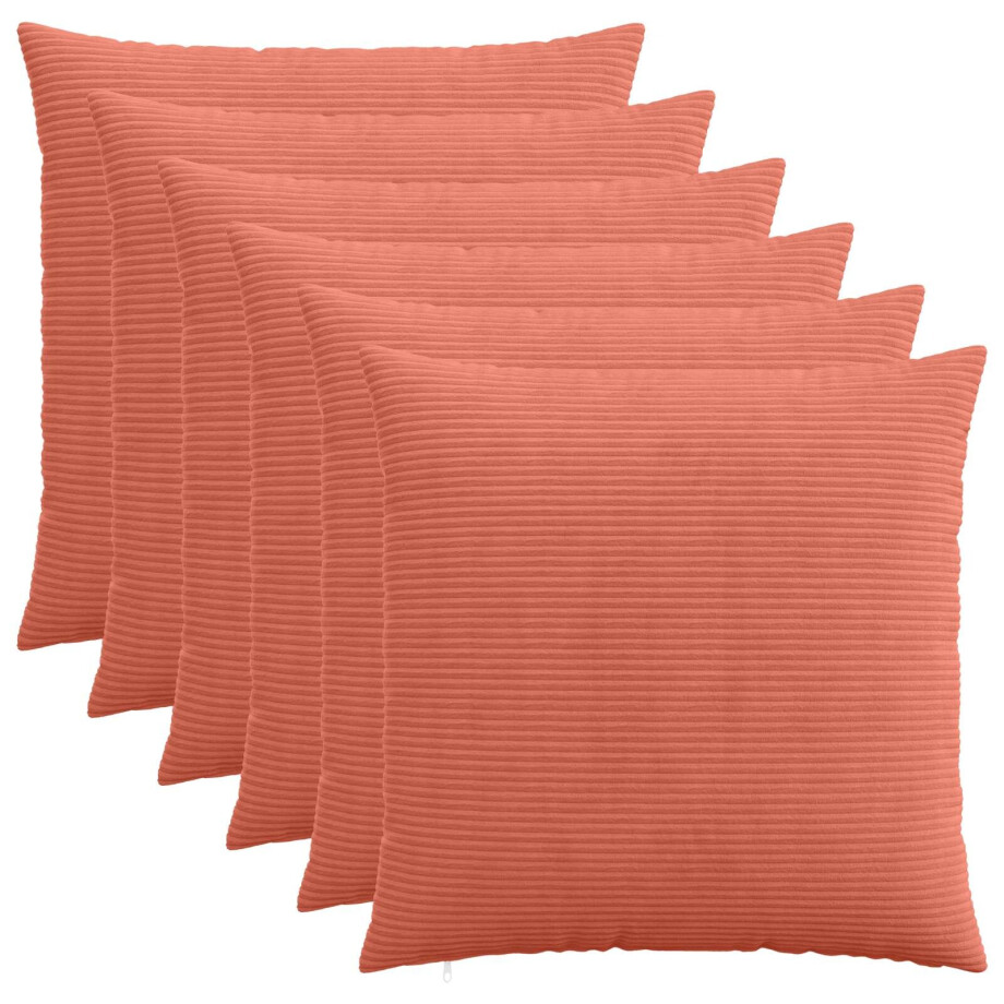 vidaXL Kussensloop 6 pcs HEERLEN Rood-oranje 65 x 65 cm corduroy vidaXL Kussensloop 6 pcs HEERLEN Rood-oranje 65 x 65 cm corduroy afbeelding 1