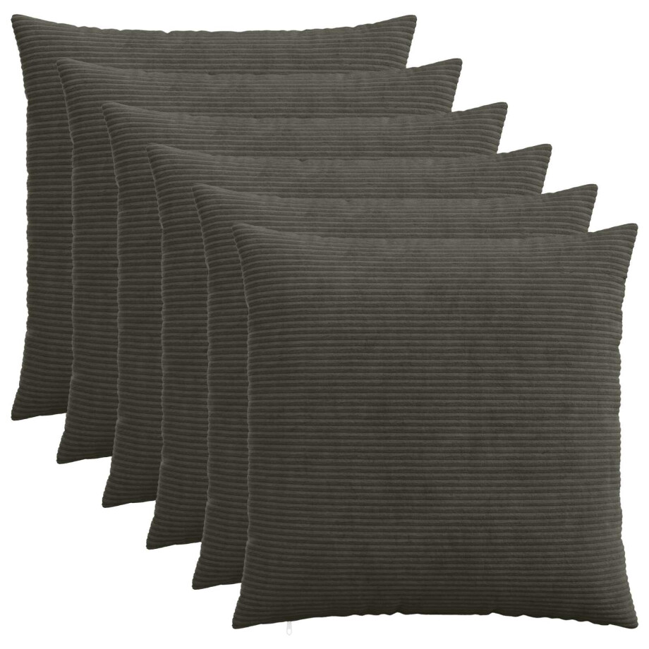 vidaXL Kussensloop 6 pcs HEERLEN Antracietkleurig 65 x 65 cm corduroy vidaXL Kussensloop 6 pcs HEERLEN Antracietkleurig 65 x 65 cm corduroy afbeelding 1
