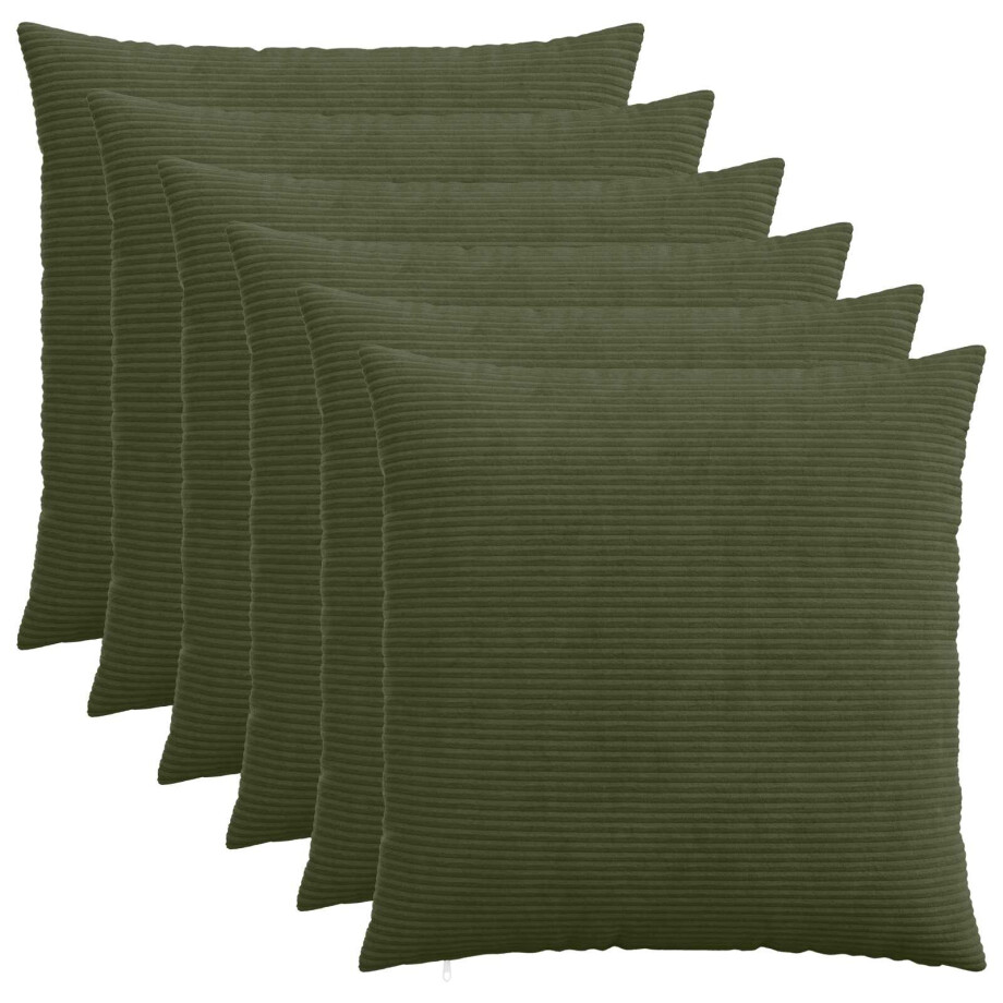 vidaXL Kussensloop 6 pcs HEERLEN Groen 65 x 65 cm corduroy vidaXL Kussensloop 6 pcs HEERLEN Groen 65 x 65 cm corduroy afbeelding 1