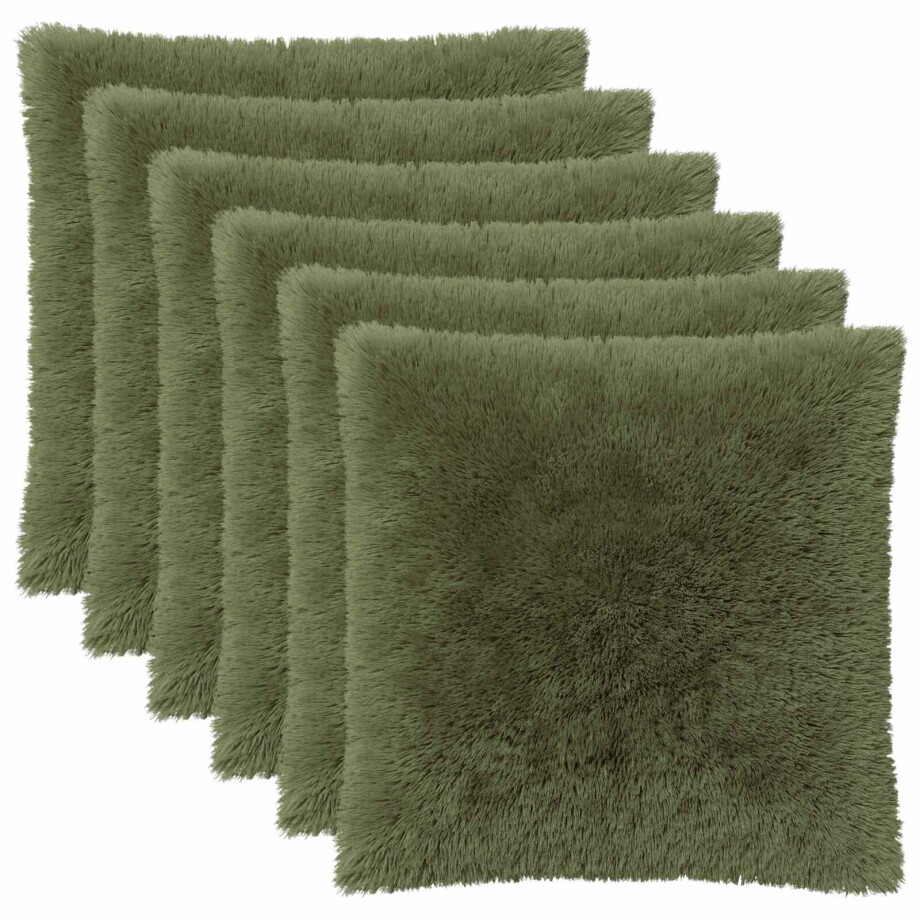 vidaXL Kussensloop 6 pcs HEERLEN Groen 65 x 65 cm PV Fleece vidaXL Kussensloop 6 pcs HEERLEN Groen 65 x 65 cm PV Fleece afbeelding 1
