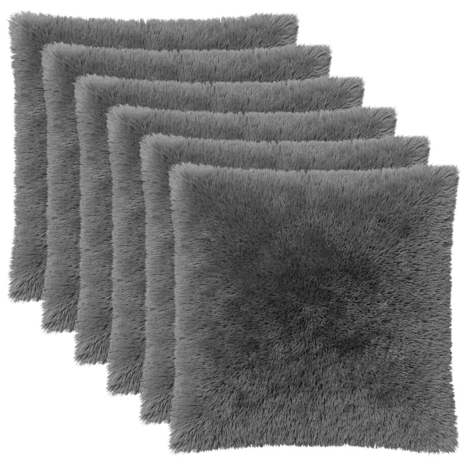 vidaXL Kussensloop 6 pcs HEERLEN Lichtgrijs 65 x 65 cm PV Fleece vidaXL Kussensloop 6 pcs HEERLEN Lichtgrijs 65 x 65 cm PV Fleece afbeelding 1
