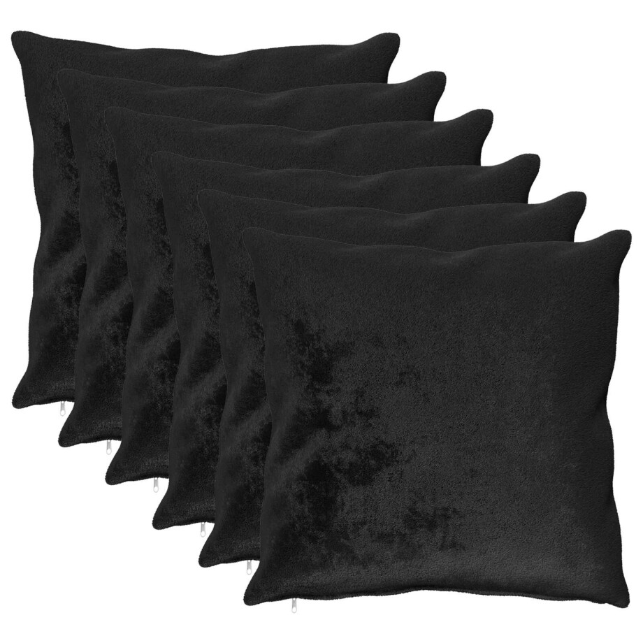 vidaXL Kussensloop 6 pcs HEERLEN Zwart 65 x 65 cm Flanel vidaXL Kussensloop 6 pcs HEERLEN Zwart 65 x 65 cm Flanel afbeelding 1