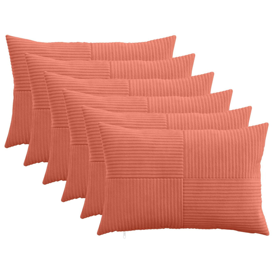 vidaXL Kussensloop 6 pcs ALMELO Rood-oranje 30 x 50 cm corduroy afbeelding 1