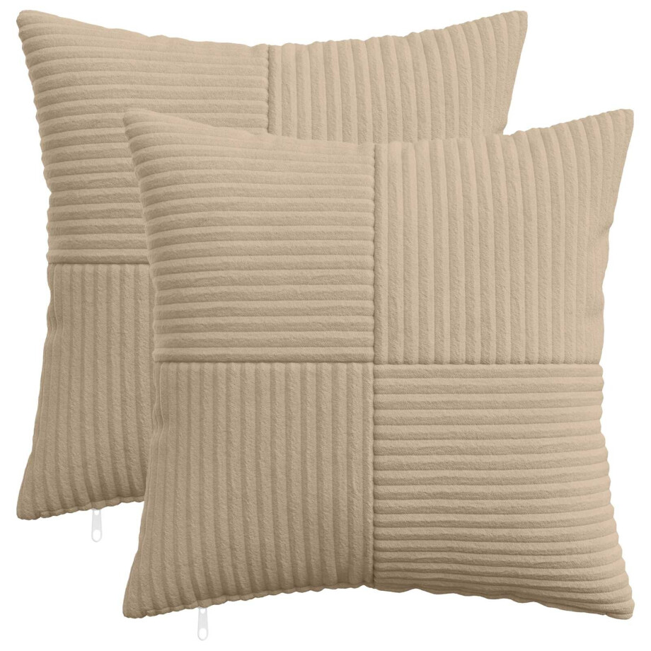 vidaXL Kussensloop 2 pcs ALMELO Taupe 35 x 35 cm corduroy vidaXL Kussensloop 2 pcs ALMELO Taupe 35 x 35 cm corduroy afbeelding 1