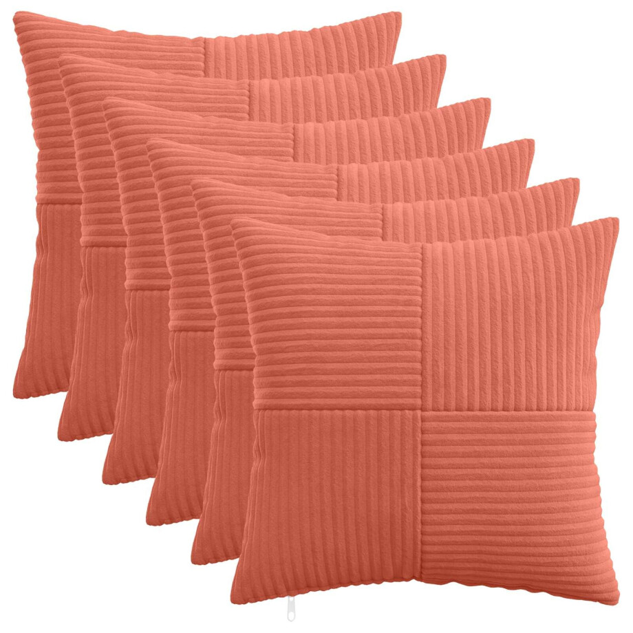 vidaXL Kussensloop 6 pcs ALMELO Rood-oranje 40 x 40 cm corduroy afbeelding 1