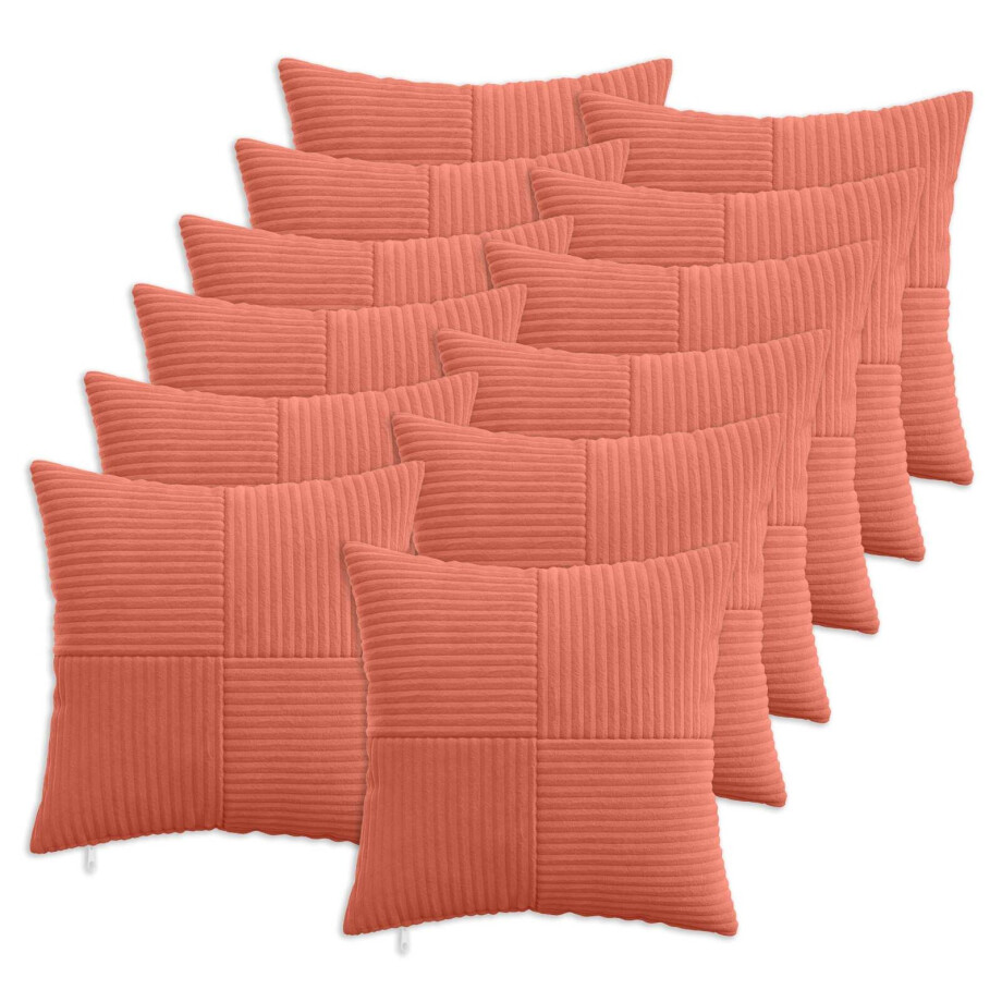 vidaXL Kussensloop 12 pcs ALMELO Rood-oranje 40 x 40 cm corduroy afbeelding 1