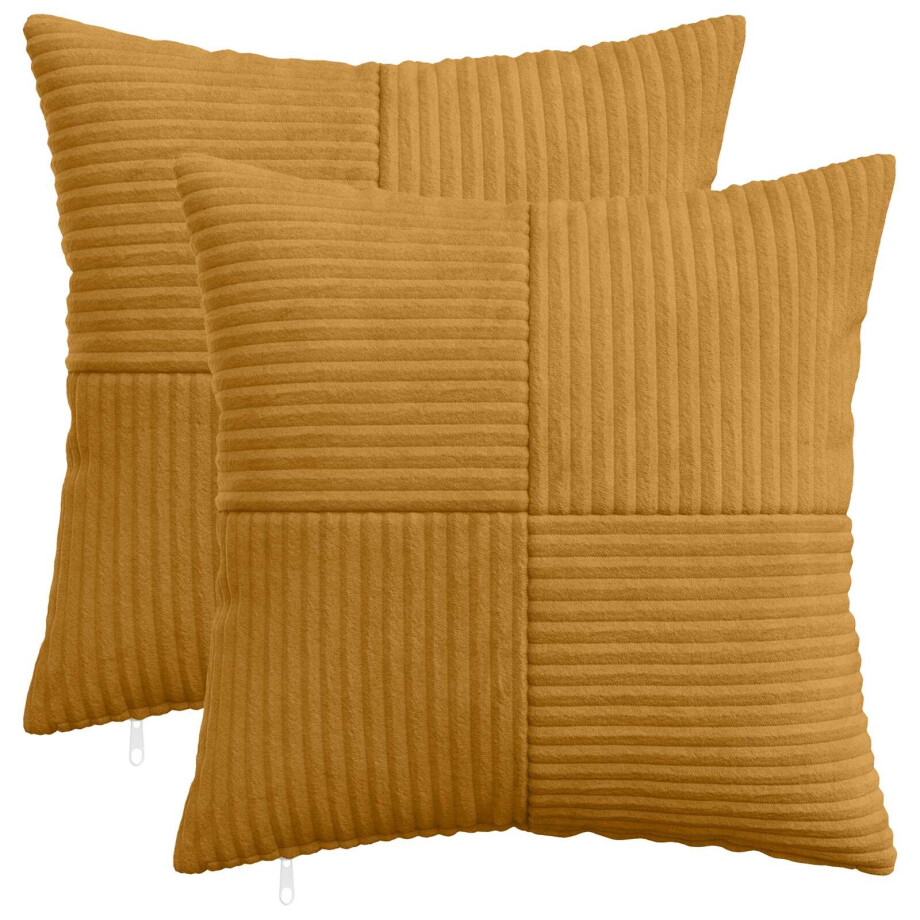 vidaXL Kussensloop 2 pcs ALMELO Geel 40 x 40 cm corduroy vidaXL Kussensloop 2 pcs ALMELO Geel 40 x 40 cm corduroy afbeelding 1