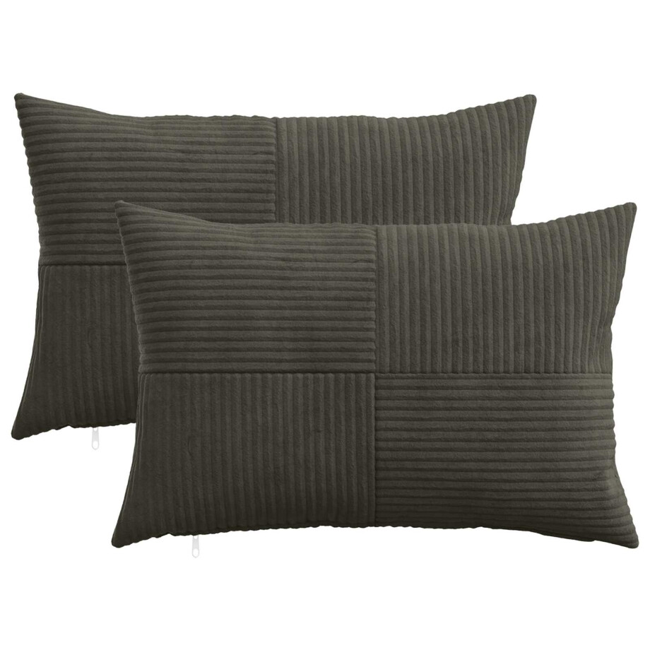 vidaXL Kussensloop 2 pcs ALMELO Antracietkleurig 40 x 60 cm corduroy afbeelding 1