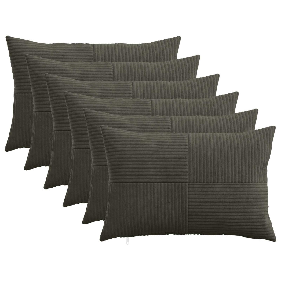 vidaXL Kussensloop 6 pcs ALMELO Antracietkleurig 40 x 60 cm corduroy vidaXL Kussensloop 6 pcs ALMELO Antracietkleurig 40 x 60 cm corduroy afbeelding 1