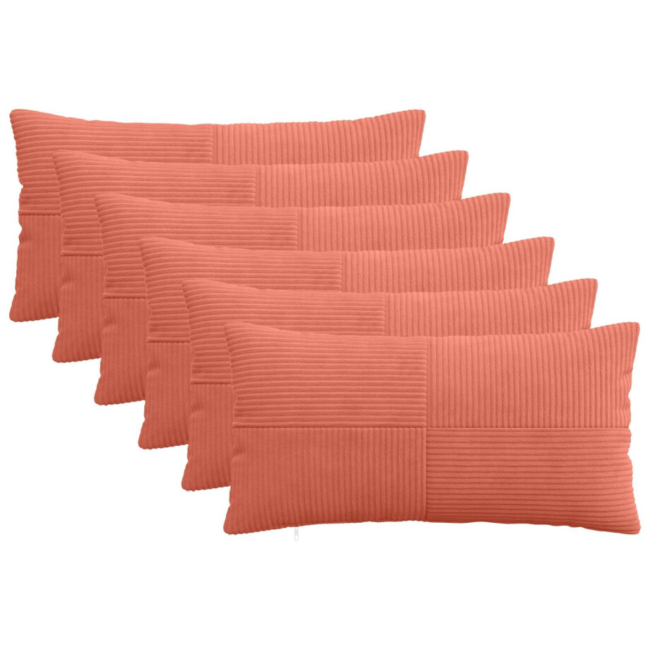 vidaXL Kussensloop 6 pcs ALMELO Rood-oranje 40 x 70 cm corduroy afbeelding 1