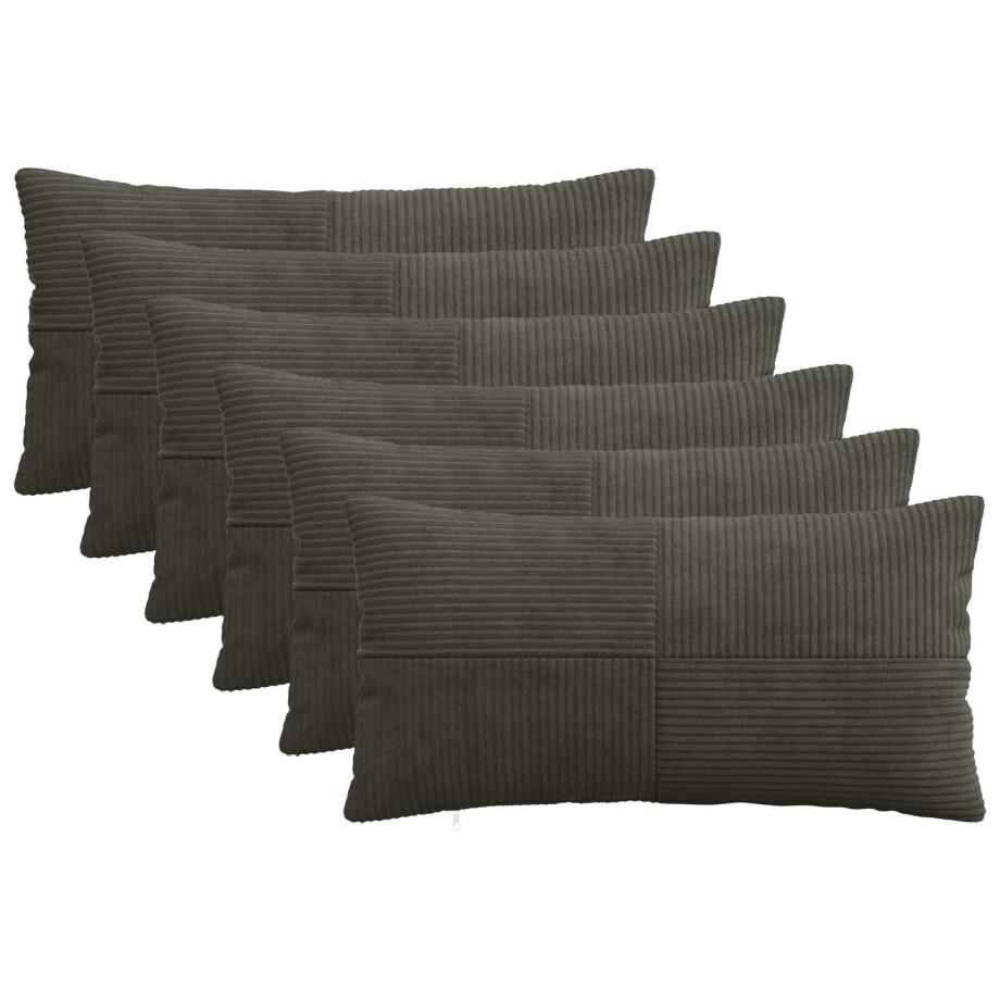 vidaXL Kussensloop 6 pcs ALMELO Antracietkleurig 40 x 70 cm corduroy vidaXL Kussensloop 6 pcs ALMELO Antracietkleurig 40 x 70 cm corduroy afbeelding 1