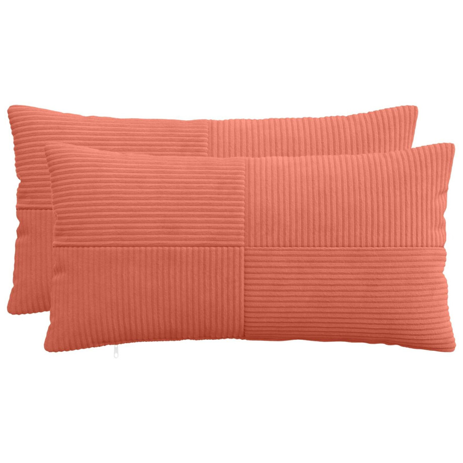 vidaXL Kussensloop 2 pcs ALMELO Rood-oranje 40 x 80 cm corduroy afbeelding 1