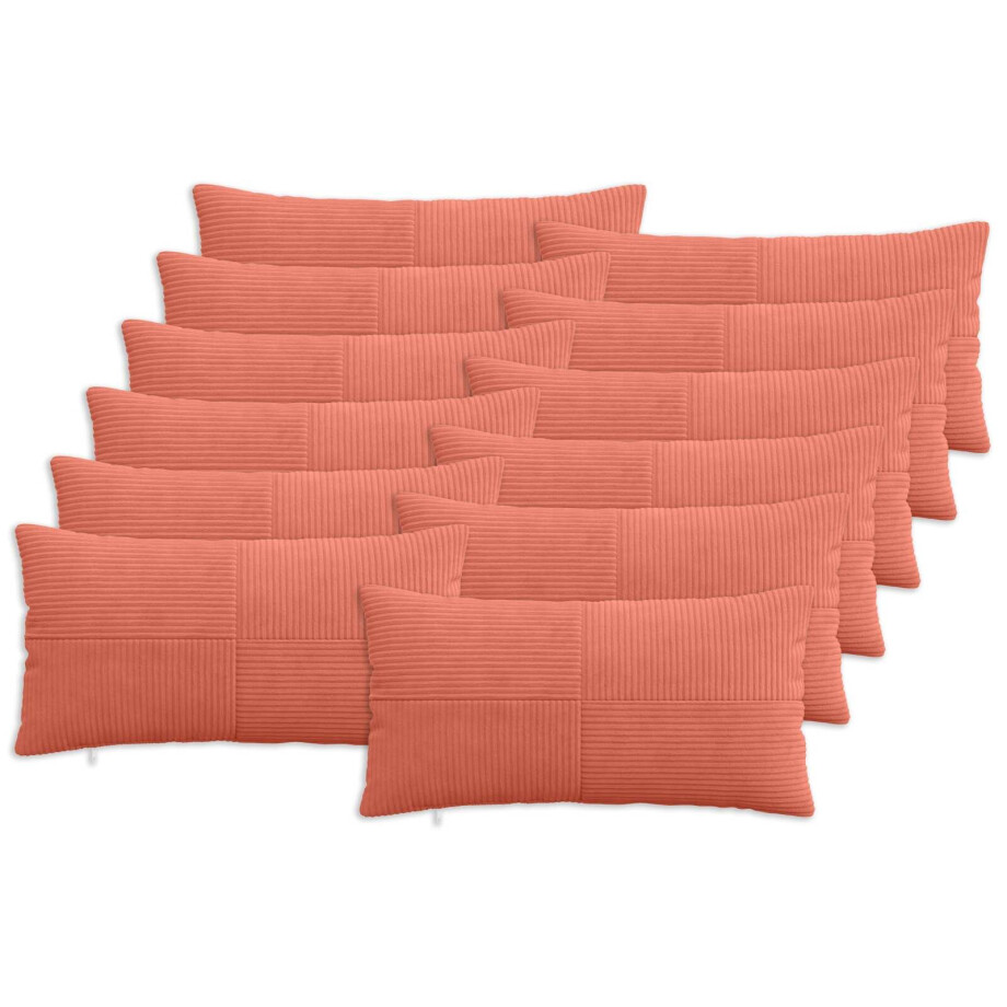 vidaXL Kussensloop 12 pcs ALMELO Rood-oranje 40 x 80 cm corduroy afbeelding 1