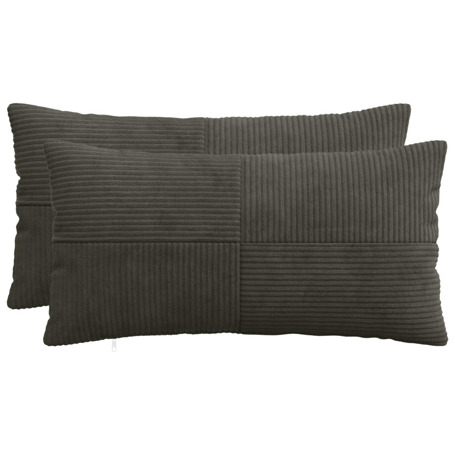 vidaXL Kussensloop 2 pcs ALMELO Antracietkleurig 40 x 80 cm corduroy afbeelding 1