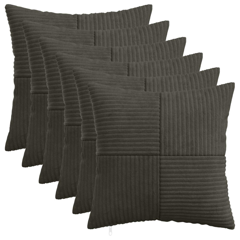 vidaXL Kussensloop 6 pcs ALMELO Antracietkleurig 50 x 50 cm corduroy vidaXL Kussensloop 6 pcs ALMELO Antracietkleurig 50 x 50 cm corduroy afbeelding 1