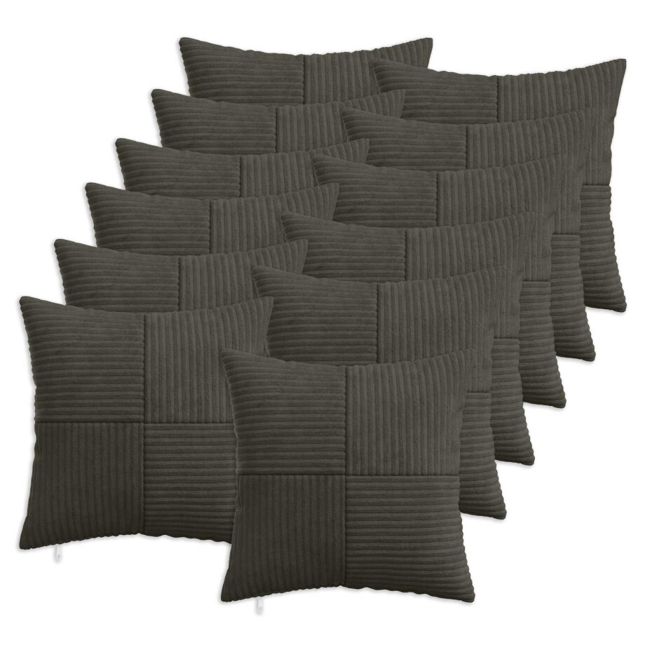 vidaXL Kussensloop 12 pcs ALMELO Antracietkleurig 50 x 50 cm corduroy vidaXL Kussensloop 12 pcs ALMELO Antracietkleurig 50 x 50 cm corduroy afbeelding 1
