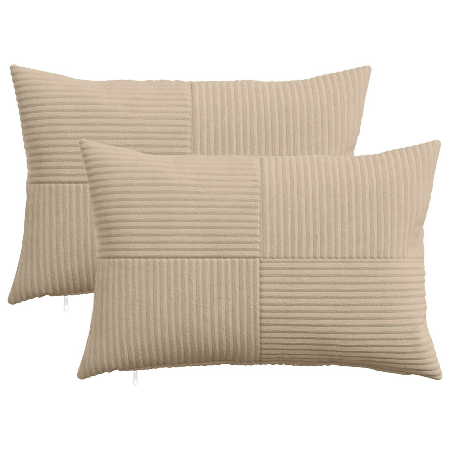 vidaXL Kussensloop 2 pcs ALMELO Taupe 50 x 70 cm corduroy vidaXL Kussensloop 2 pcs ALMELO Taupe 50 x 70 cm corduroy afbeelding 1