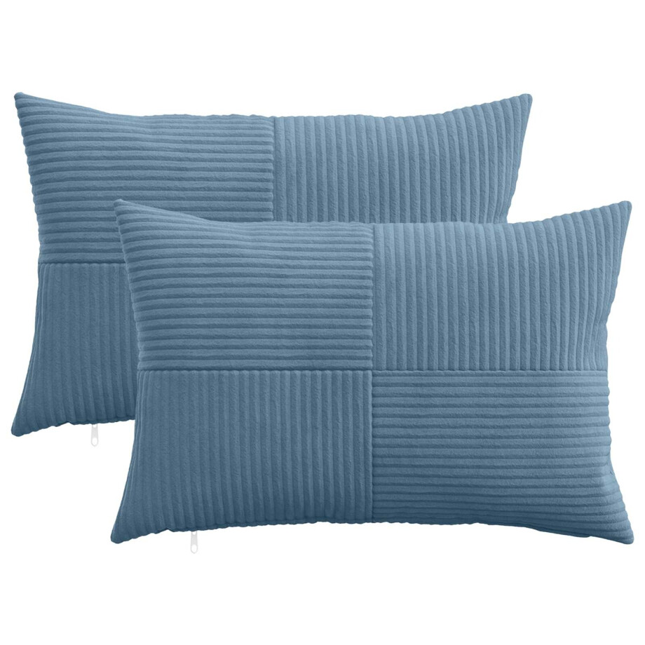 vidaXL Kussensloop 2 pcs ALMELO Blauw 50 x 75 cm corduroy vidaXL Kussensloop 2 pcs ALMELO Blauw 50 x 75 cm corduroy afbeelding 1