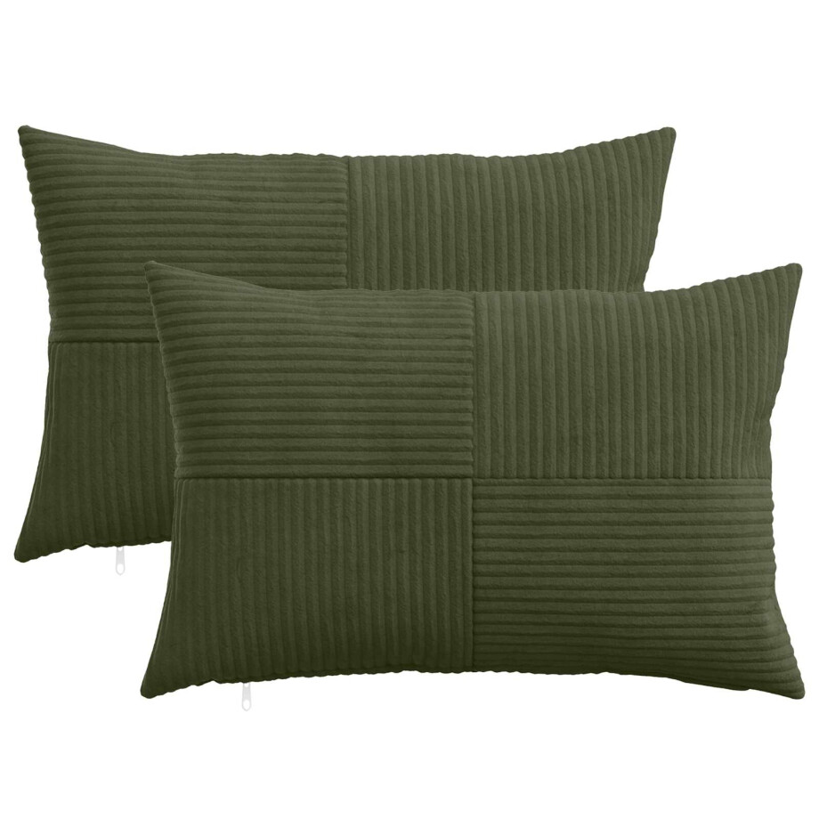 vidaXL Kussensloop 2 pcs ALMELO Groen 50 x 75 cm corduroy vidaXL Kussensloop 2 pcs ALMELO Groen 50 x 75 cm corduroy afbeelding 1