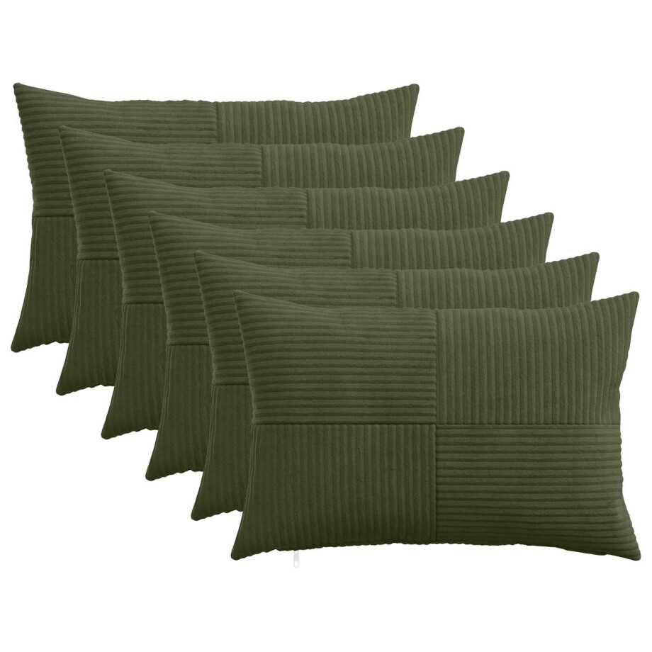 vidaXL Kussensloop 6 pcs ALMELO Groen 50 x 75 cm corduroy afbeelding 1