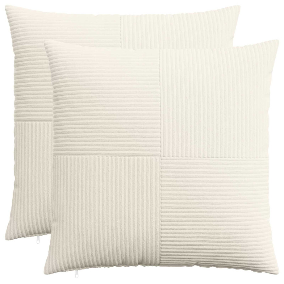vidaXL Kussensloop 2 pcs ALMELO Crèmekleurig 55 x 55 cm corduroy afbeelding 1