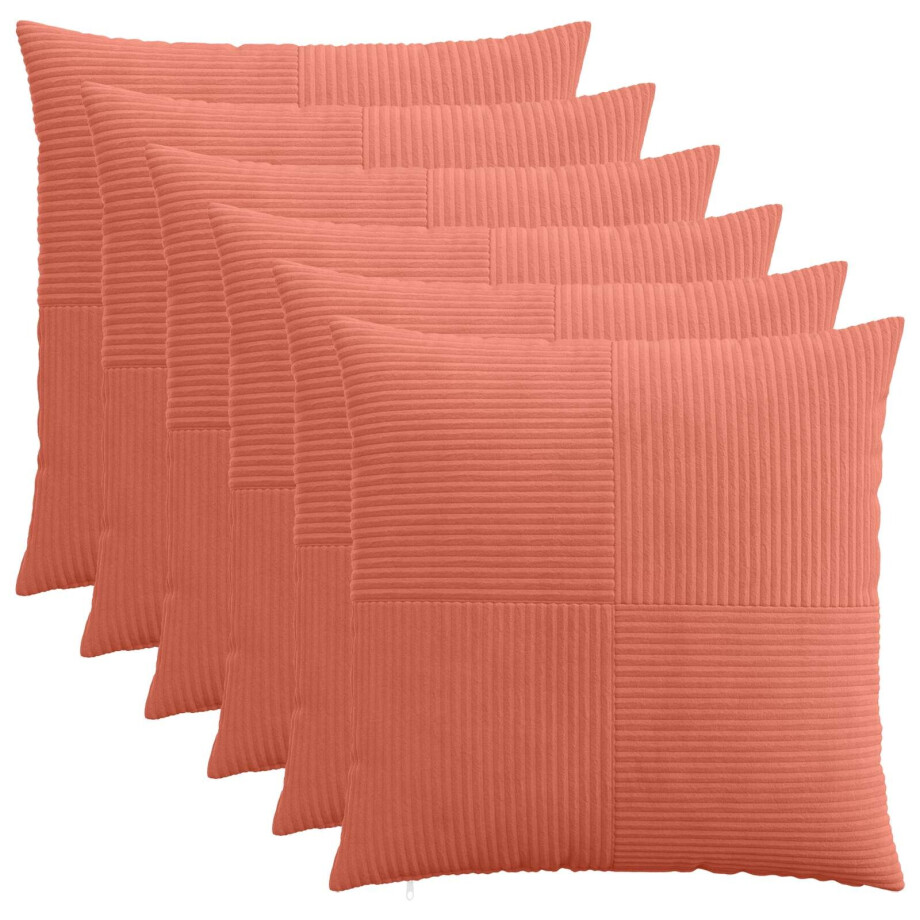 vidaXL Kussensloop 6 pcs ALMELO Rood-oranje 55 x 55 cm corduroy afbeelding 1