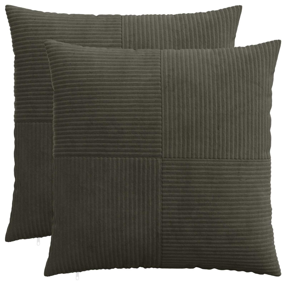 vidaXL Kussensloop 2 pcs ALMELO Antracietkleurig 55 x 55 cm corduroy vidaXL Kussensloop 2 pcs ALMELO Antracietkleurig 55 x 55 cm corduroy afbeelding 1