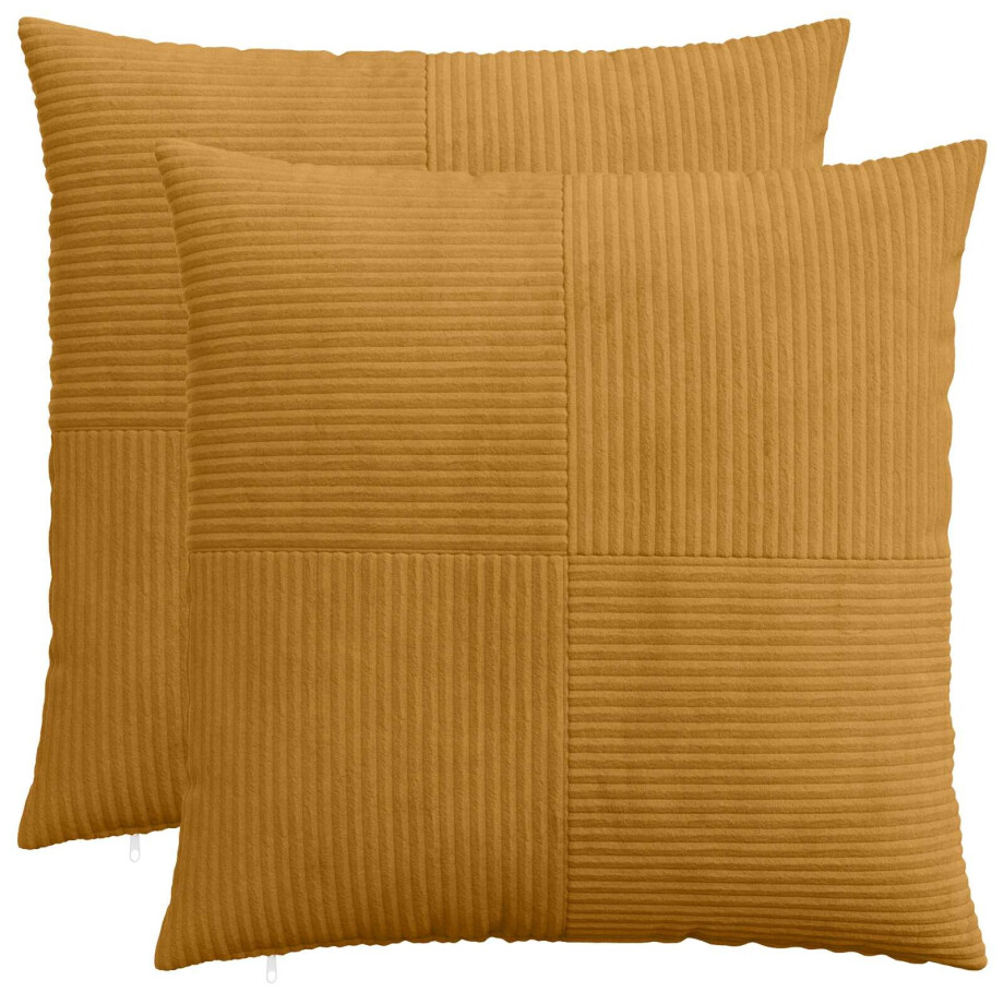 vidaXL Kussensloop 2 pcs ALMELO Geel 60 x 60 cm corduroy vidaXL Kussensloop 2 pcs ALMELO Geel 60 x 60 cm corduroy afbeelding 1