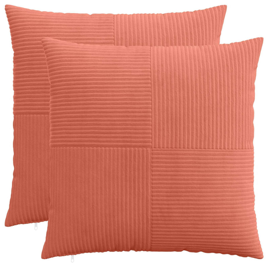 vidaXL Kussensloop 2 pcs ALMELO Rood-oranje 70 x 70 cm corduroy afbeelding 1