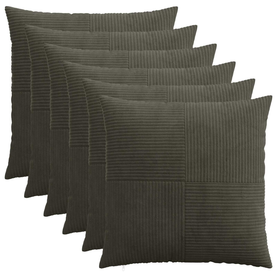 vidaXL Kussensloop 6 pcs ALMELO Antracietkleurig 80 x 80 cm corduroy vidaXL Kussensloop 6 pcs ALMELO Antracietkleurig 80 x 80 cm corduroy afbeelding 1